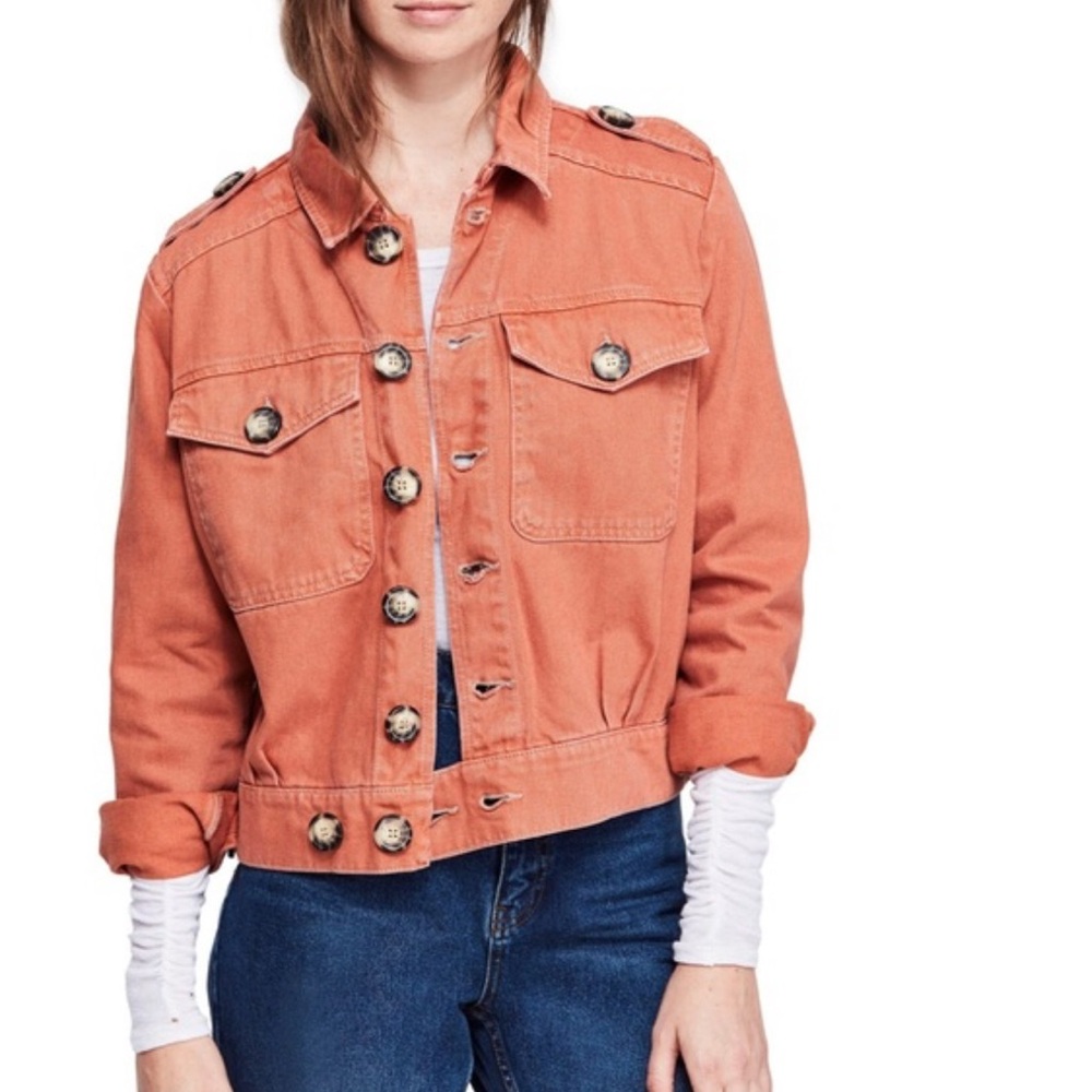 FREE PEOPLE Eisenhower Denim Jacket Terracotta